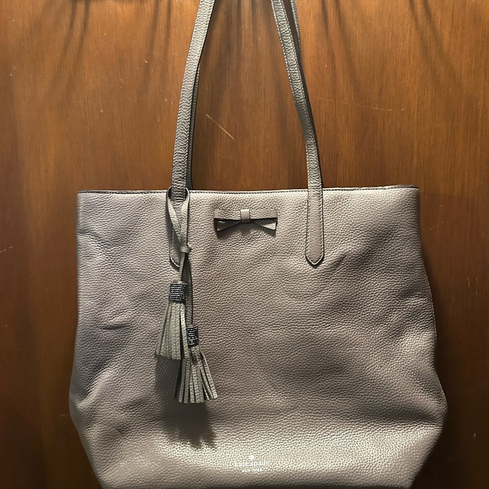 Kate Spade Charcoal Leather Tote with Tassels
